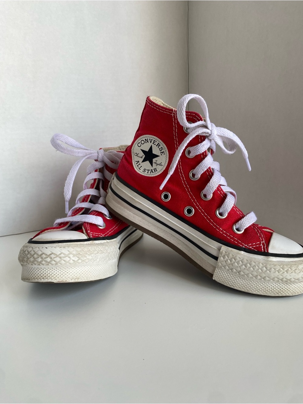 Converse Kids Red and White High-Top Sneakers